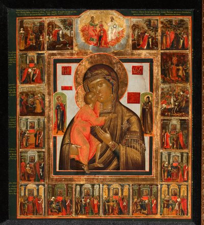 La Madre de Dios Feodorovskaya con los Milagros, mediados del siglo XIX de Anonymous Russian icon painter