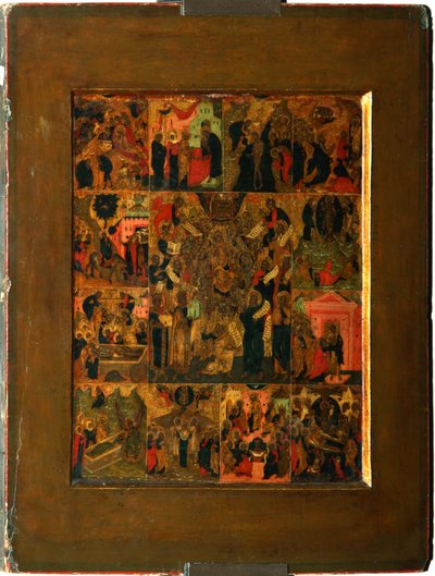 La glorificación de la Virgen Himno Akathist a la Santísima Theotokos, principios del siglo XVII de Anonymous Russian icon painter