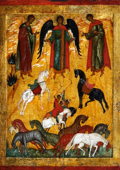 El milagro de Florus y Laurus, principios del siglo XVI de Anonymous Russian icon painter