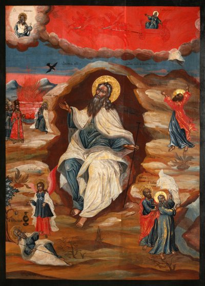 El Profeta Elías en el Desierto, finales del siglo XVIII de Anonymous Russian icon painter