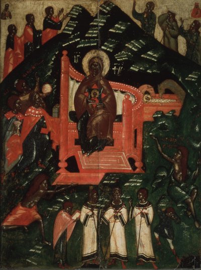 La Sinaxis de la Virgen, finales del siglo XIV de Anonymous Russian icon painter