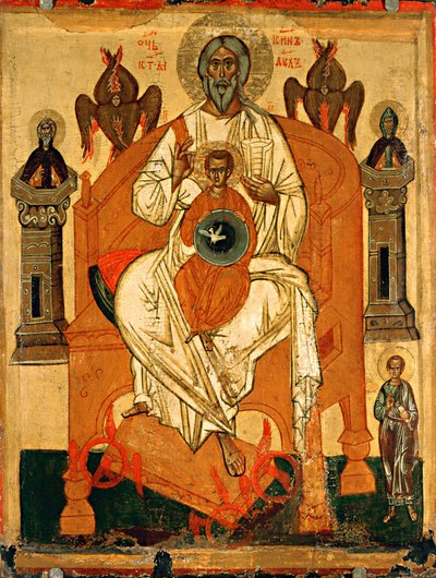 Trinidad con los Santos, principios del siglo XV de Anonymous Russian icon painter