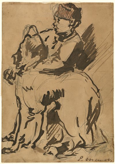Un Niño Sosteniendo a su Perro de Anonymous artist after Edouard Manet