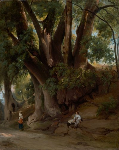 Paisaje arbolado italiano (carretera cerca de Albano) de Anselm Feuerbach