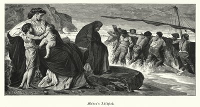 Despedida de Medea: escena de la tragedia griega antigua Medea de Eurípides, basada en la leyenda de Medea y Jasón de Anselm Feuerbach