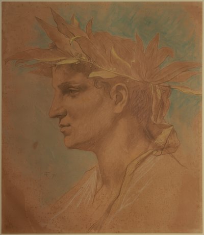 Cabeza masculina coronada con laurel de Anselm Feuerbach