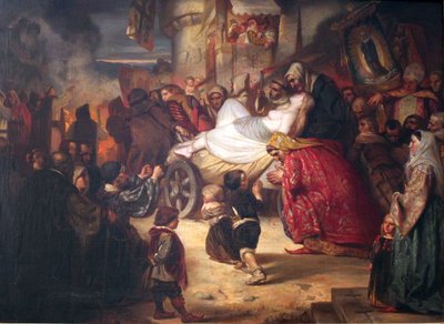 Joven bruja es llevada a la hoguera de Anselm Feuerbach
