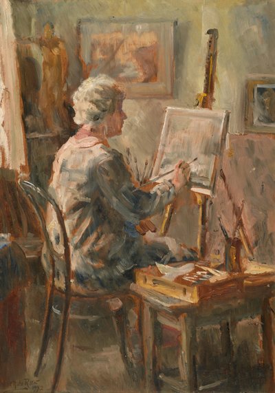 Artista trabajando en el estudio de Cor Visser, Ipswich de Anthea Durose