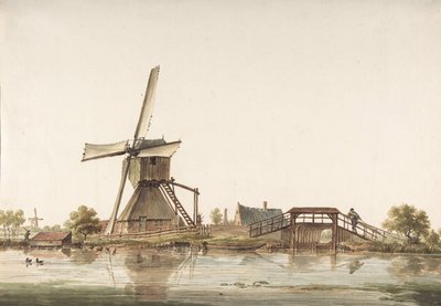 Paisaje con molino de viento, finales del siglo XVIII de Anthonie Erkelens