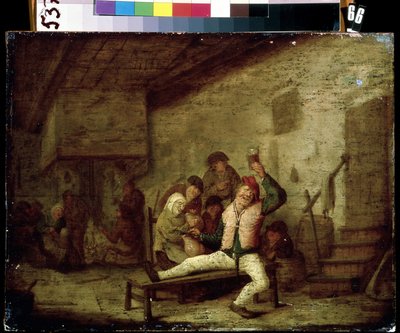 En la taberna. Pintura de Anthonie Victorijns (?-1655). Óleo sobre madera de Anthonie Victorijns