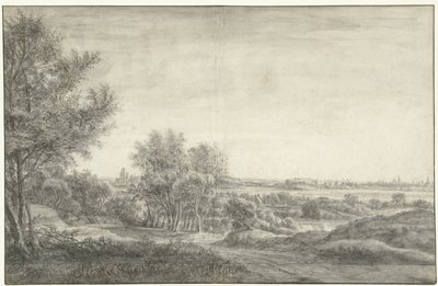 Vista de Haarlem desde las dunas con las ruinas de la Casa de Cleve de Anthonie Waterloo