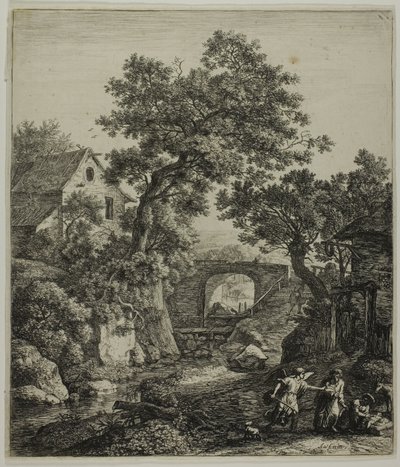 Paisaje con Séfora y su hijo, de Seis paisajes del Antiguo Testamento de Anthonie Waterloo
