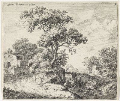 paisaje con una capilla Paisajes montañosos (título de la serie) de Anthonie Waterloo