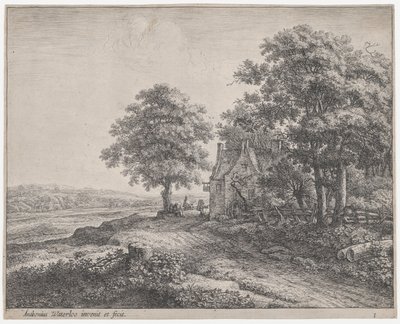 Gran árbol de tilo frente a una posada, siglo XVII de Anthonie Waterloo