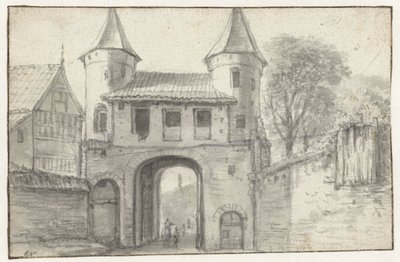 La puerta de la ciudad de Hamburgo (?), vista desde el interior de Anthonie Waterloo