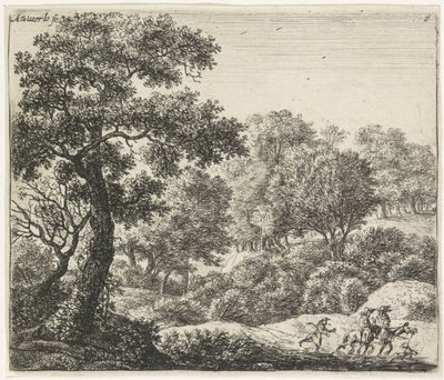 Dos jinetes en un sendero forestal Paisajes boscosos (título de la serie) de Anthonie Waterloo