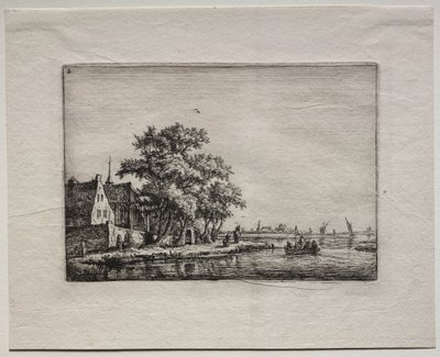 Doce paisajes: Placa B, El cementerio junto al canal de Anthonie Waterloo