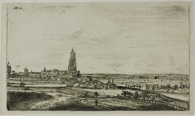 Vista de una ciudad holandesa (Rhenan) de Anthonie Waterloo