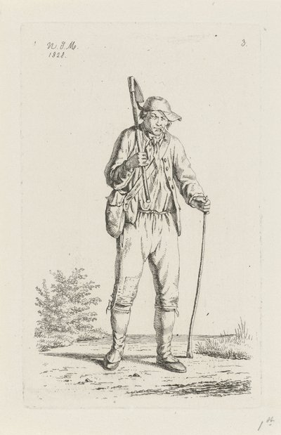 Granjero de las Ardenas con azada Agricultoras y agricultoras del Reino Unido de los Países Bajos (título de la serie) de Anthonie Willem Hendrik Nolthenius de Man