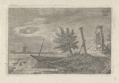 Paisaje con barco y puerta abierta. de Anthonie Willem Hendrik Nolthenius de Man