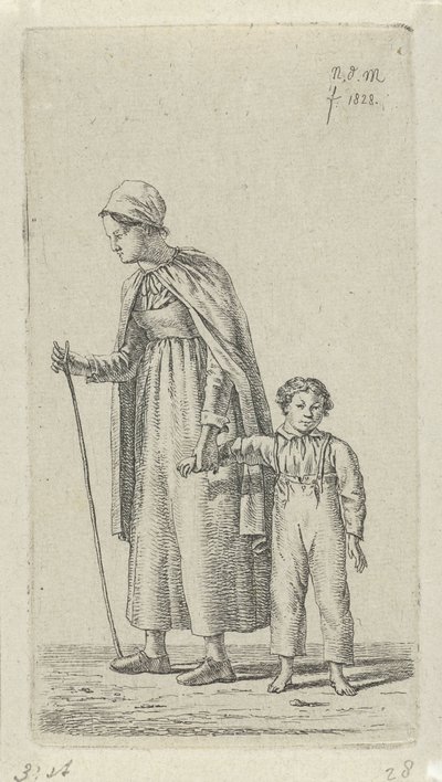 Madre con niño en el brazo 12 figuras de estudio (título de la serie) de Anthonie Willem Hendrik Nolthenius de Man
