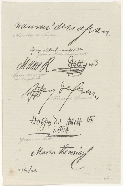 Varios facsímiles de firmas de Anthonie Willem Hendrik Nolthenius de Man