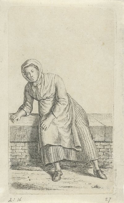 mujer sentada en una pared 12 figuras de estudio (título de la serie) de Anthonie Willem Hendrik Nolthenius de Man