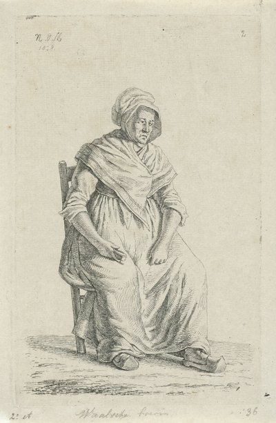 Mujer sentada de granjero de Valonia Esposa de granjero valón (título sobre objeto) Agricultoras y agricultoras del Reino Unido de los Países Bajos (título de la serie) de Anthonie Willem Hendrik Nolthenius de Man