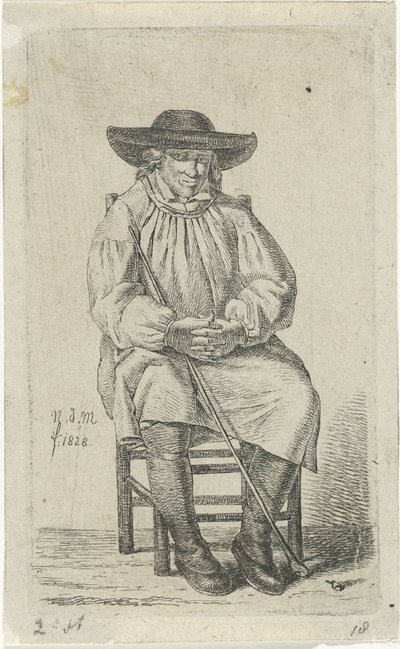 Hombre sentado con bastón 12 figuras de estudio (título de la serie) de Anthonie Willem Hendrik Nolthenius de Man