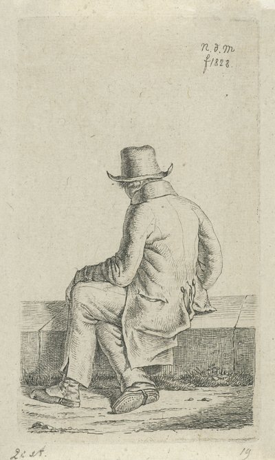 hombre sentado en la pared 12 figuras de estudio (título de la serie) de Anthonie Willem Hendrik Nolthenius de Man