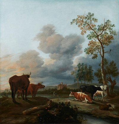 Holandés: Paisaje con vacas Paisaje con vacas de Anthonie van Borssom