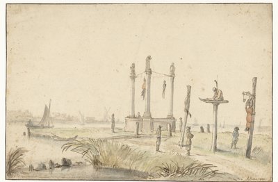 Campo de la horca en el borde del Volewijk de Anthonie van Borssom