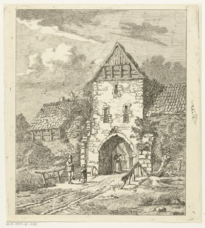 Algunas figuras en una puerta de la ciudad vieja de Anthonie van den Bos