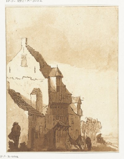 Casa con carretilla frente a la puerta de Anthonie van den Bos