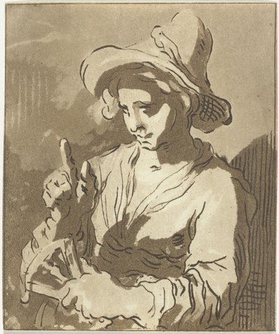 Mujer joven con abanico de Anthonie van den Bos