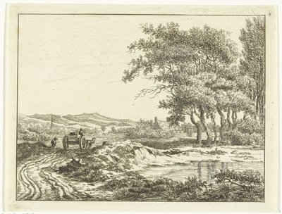 Carro en un camino rural cerca de las dunas de Anthonie van den Bos