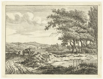 Kar op een landweg bij de duinen de Anthonie van den Bos