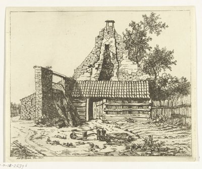 Cortador de caña para las ruinas de la Casa Snaatburg en Maarssen de Anthonie van den Bos