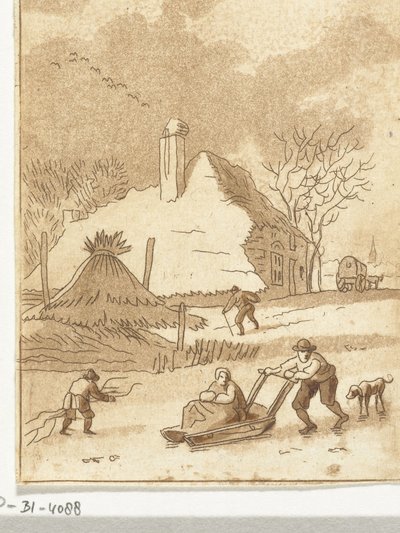Paisaje de invierno con diversión de hielo. de Anthonie van den Bos