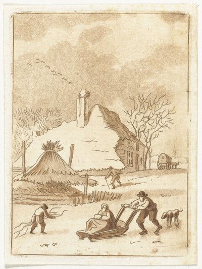 Paisaje invernal con entretenimiento de hielo de Anthonie van den Bos