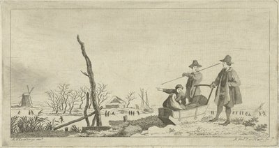 Cifras por un trineo en un paisaje de invierno de Anthonij van der Haer