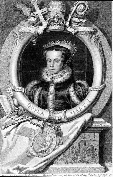 María I (1516-58) Reina de Inglaterra desde 1553, grabado por George Vertue (1684-1756) de after Anthonis Mor van Dashorst