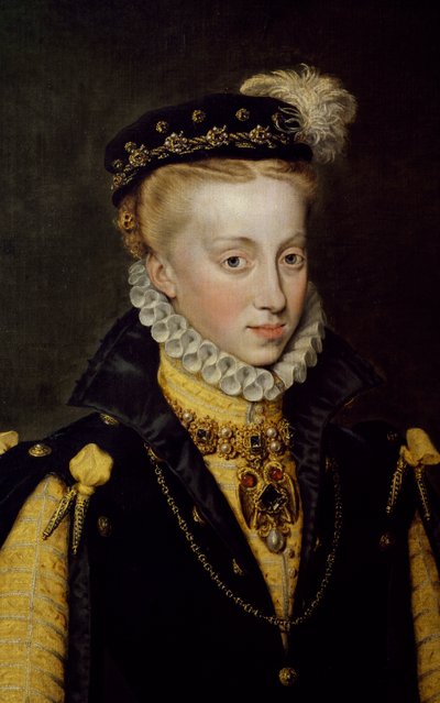 Retrato de Ana de Austria, reina de España 1570 (pintura) de Anthonis van Dashorst (c.1519 1576/77) Mor