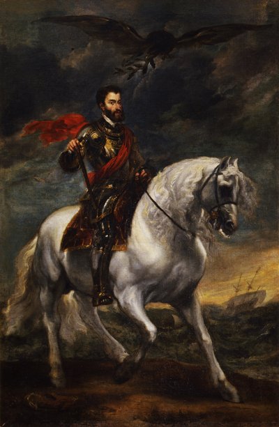 Retrato ecuestre del emperador Carlos V, c. 1620 de Anthony van Dyck