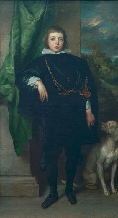 Príncipe Ruprecht del Palatinado con un perro de Anthony van Dyck
