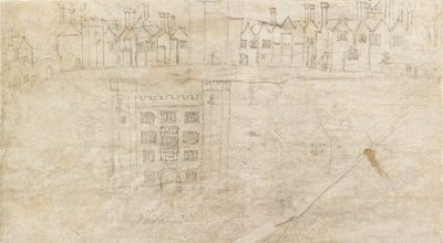 Edificios a lo largo del frente sur del Palacio de Oatlands, c. 1550s de Anthonis van den Wyngaerde