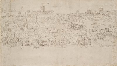Panorama de Londres visto desde Southwark: Billingsgate hasta Tower Wharf, 1554 de Anthonis van den Wyngaerde