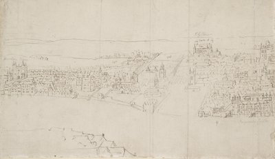 Panorama de Londres visto desde Southwark: Durham House hasta Barnards Castle de Anthonis van den Wyngaerde