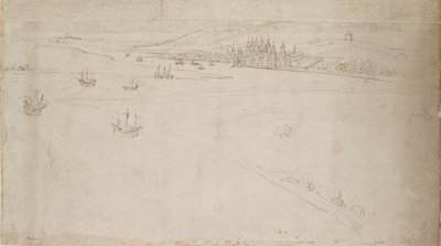 Panorama de Londres visto desde Southwark: Greenwich, 1554 de Anthonis van den Wyngaerde