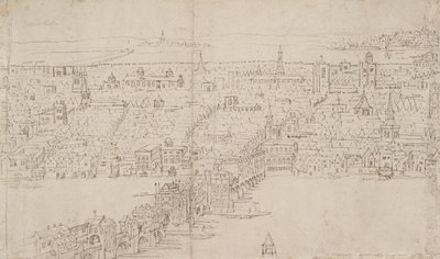Panorama de Londres visto desde Southwark: Puente de Londres de Anthonis van den Wyngaerde